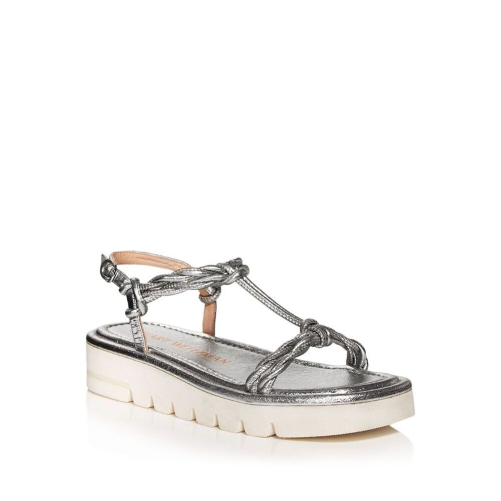 STUART WEITZMAN Womens Silver 1" Platform Calypso Wedge Slingback Sandal 5.5 B